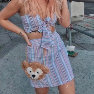 PITAYA Blue/Pink Striped Shirt/Skort Set Size S